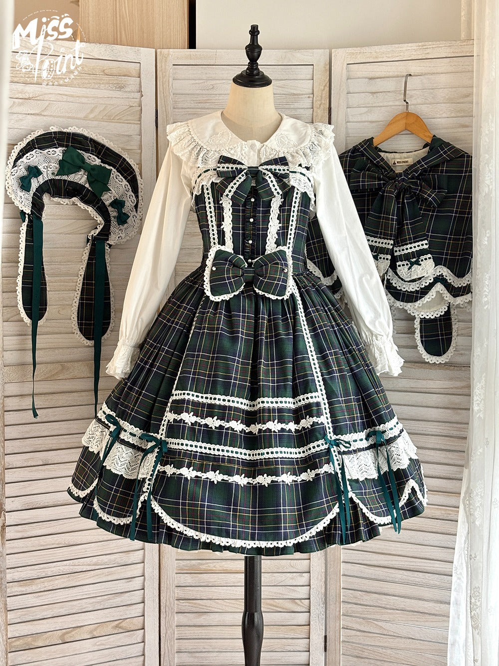 【予約販売】Checkered Petal Rabbit リボンジャンパースカート