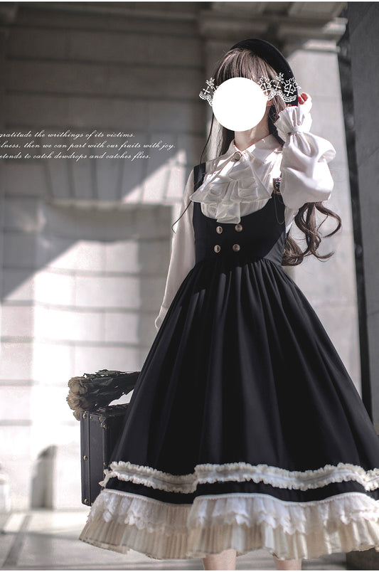 [Pre-order] British style black corset jumper skirt and blouse