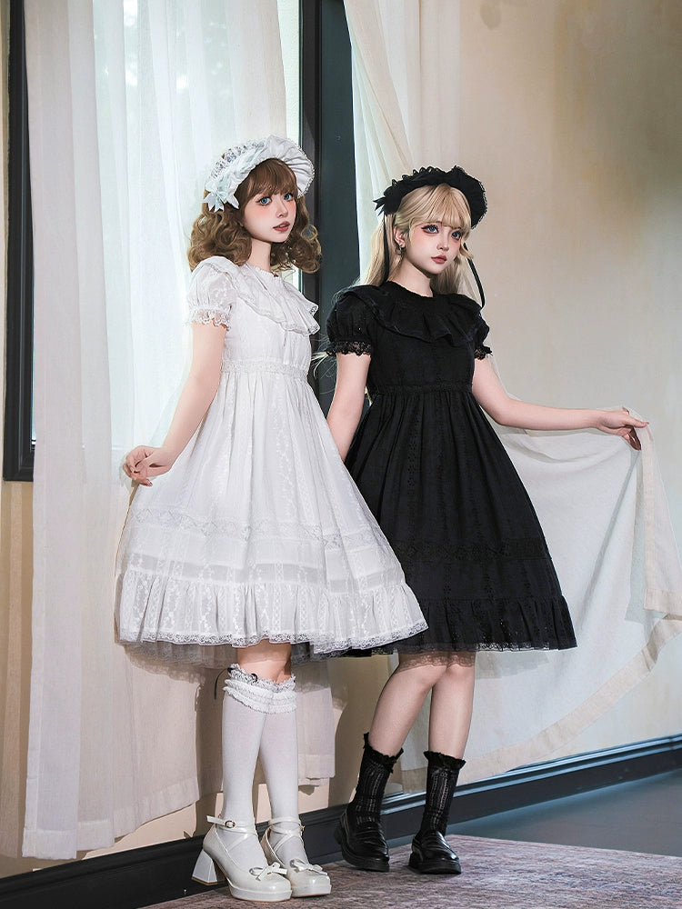 花刺繍入りコットンレースワンピース 単品＆セット