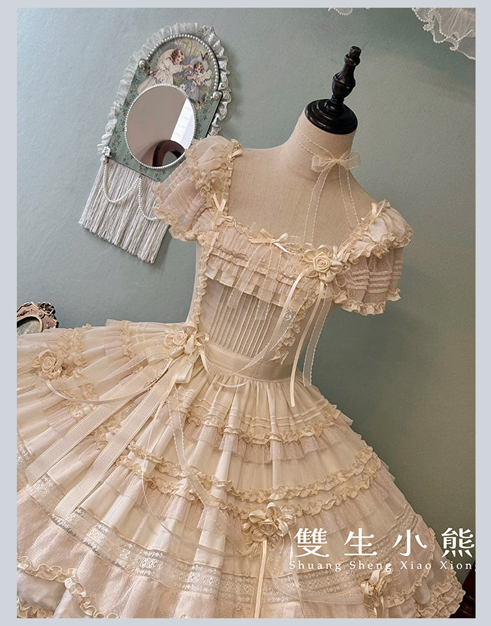 【受注予約4/28まで】Camellia Dream スクエアネックワンピース・ショート丈