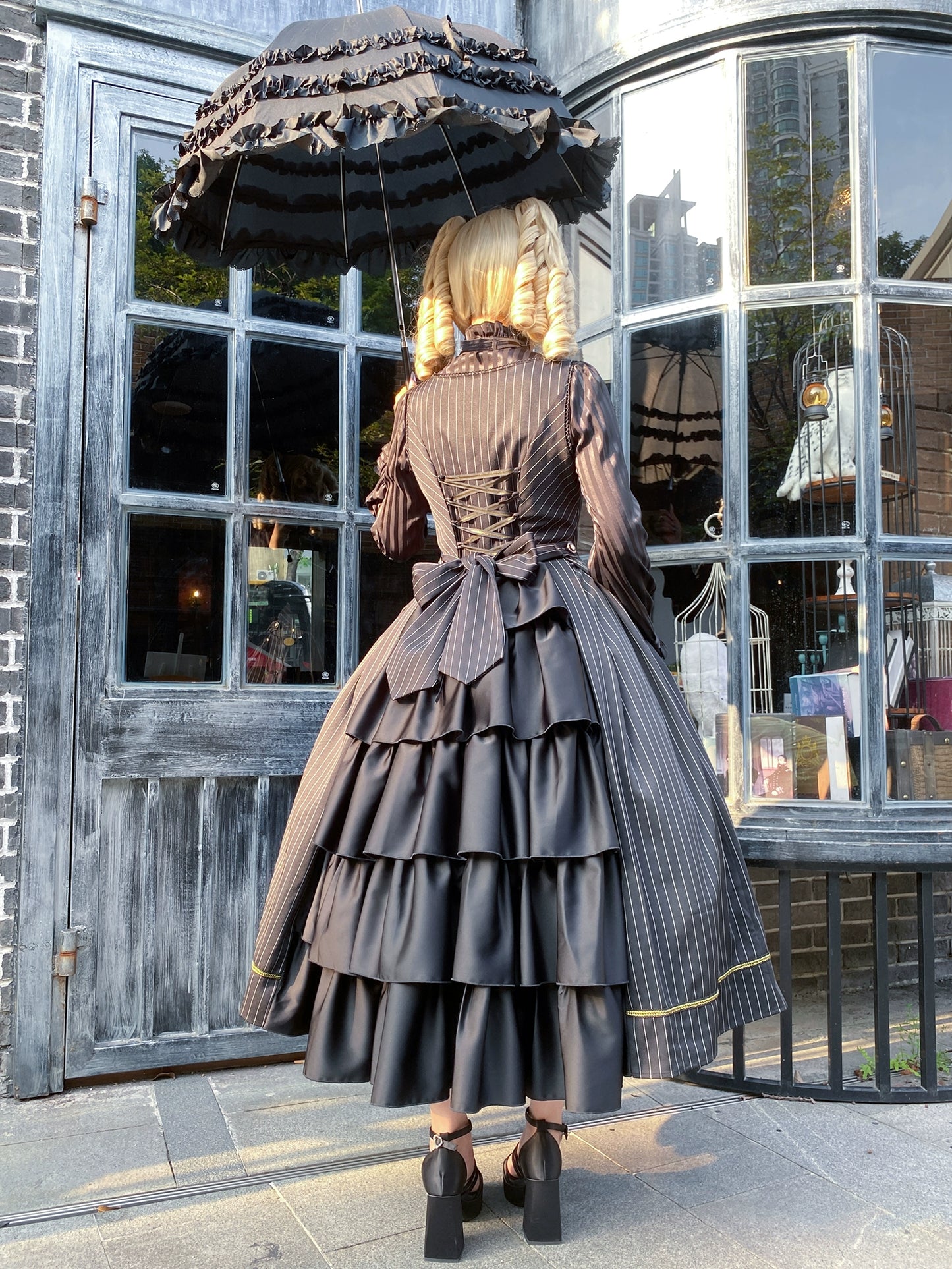 [Pre-orders available until 9/29] Bright Moon Corset Jumper Skirt Stripe [Black]