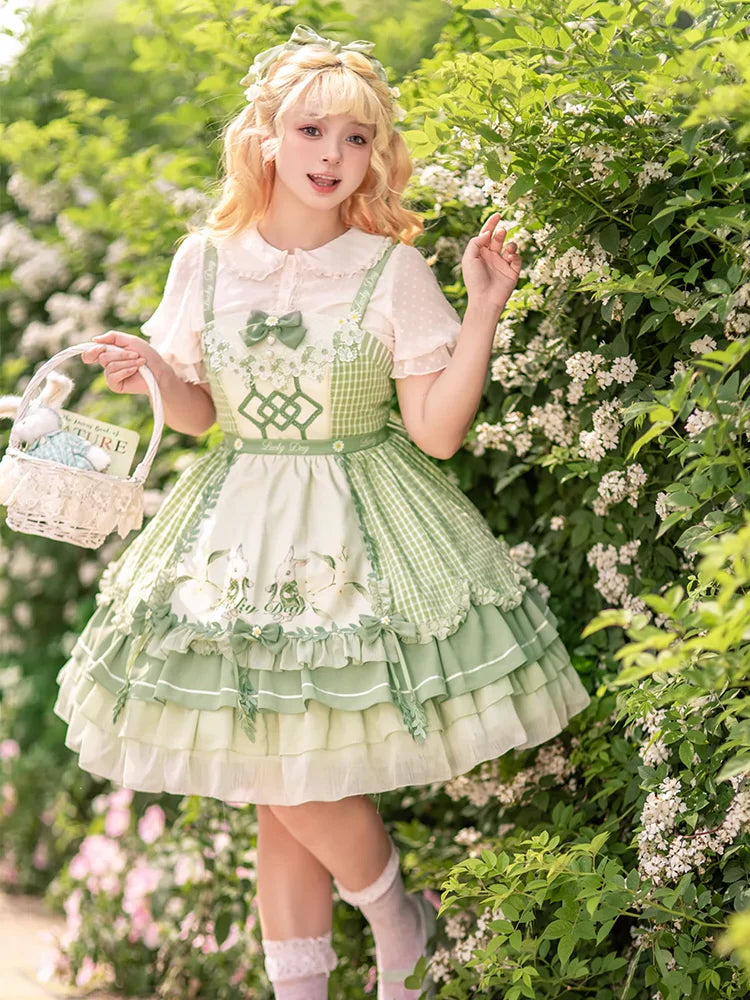 Lucky Day Dull green country style jumper skirt
