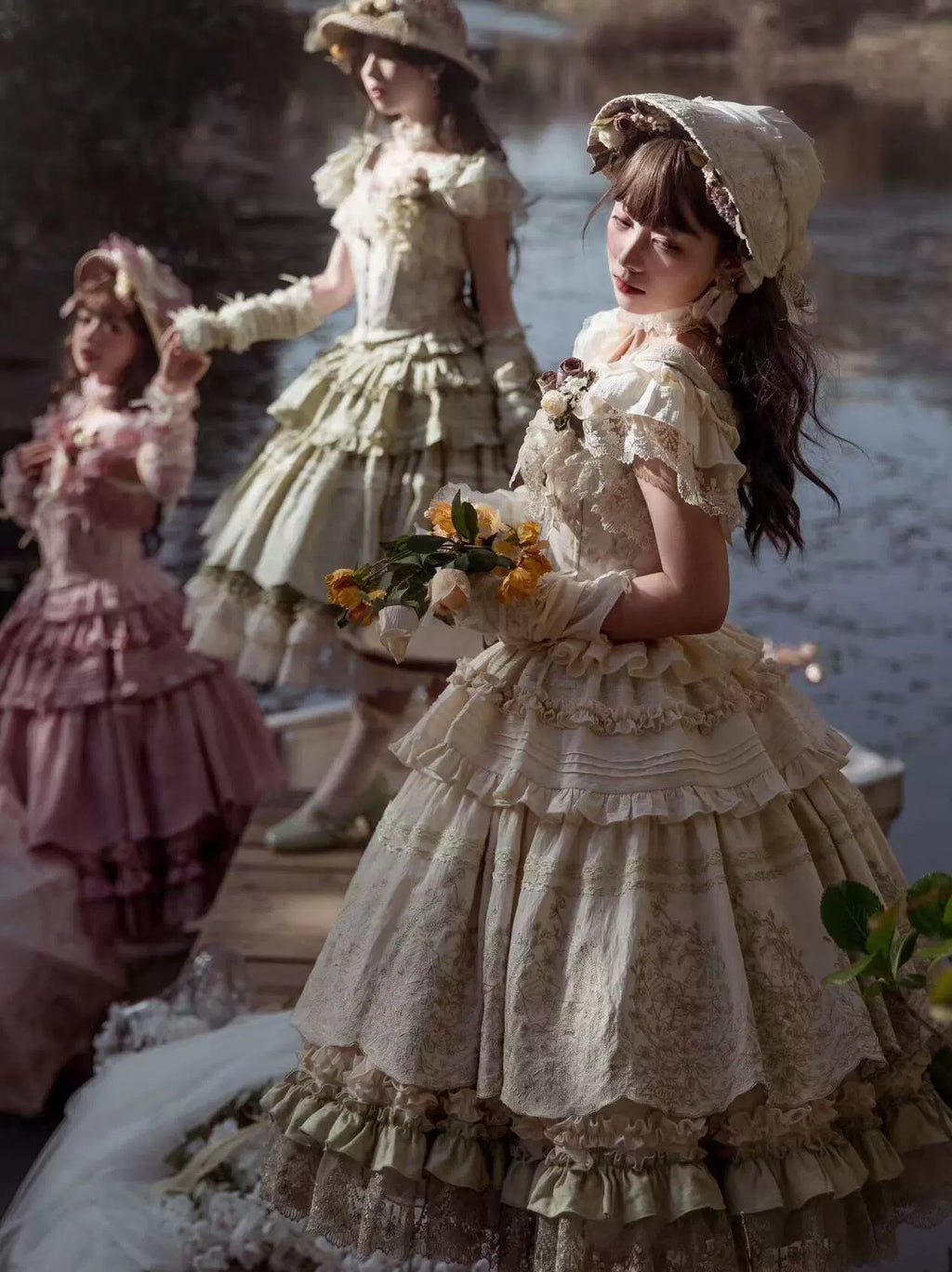 Fourteen-line poem: Lace and embroidered skirt