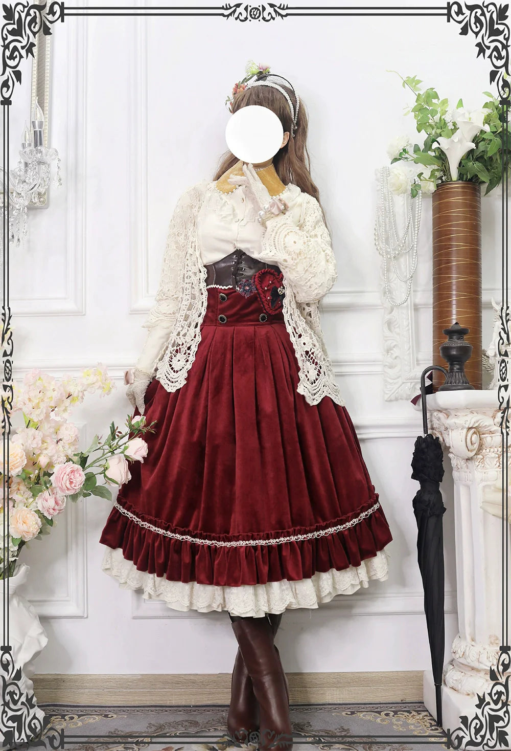 [Pre-order] British Classical Lolita Velvet High Waist Skirt