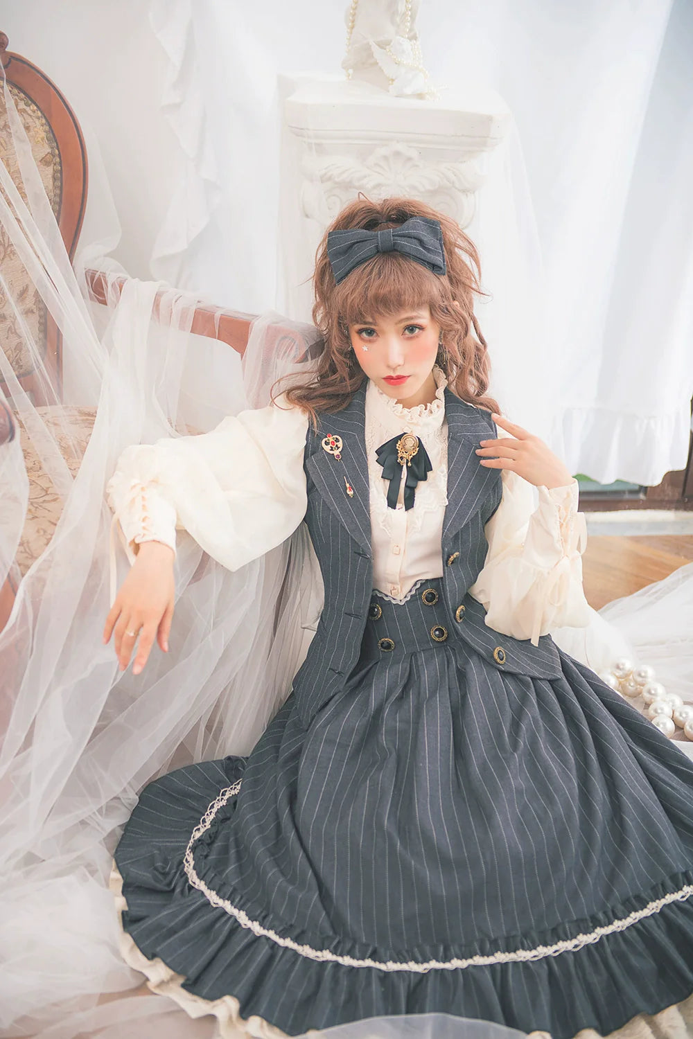 【予約販売】英国クラシカルロリィタ 縦縞ベスト