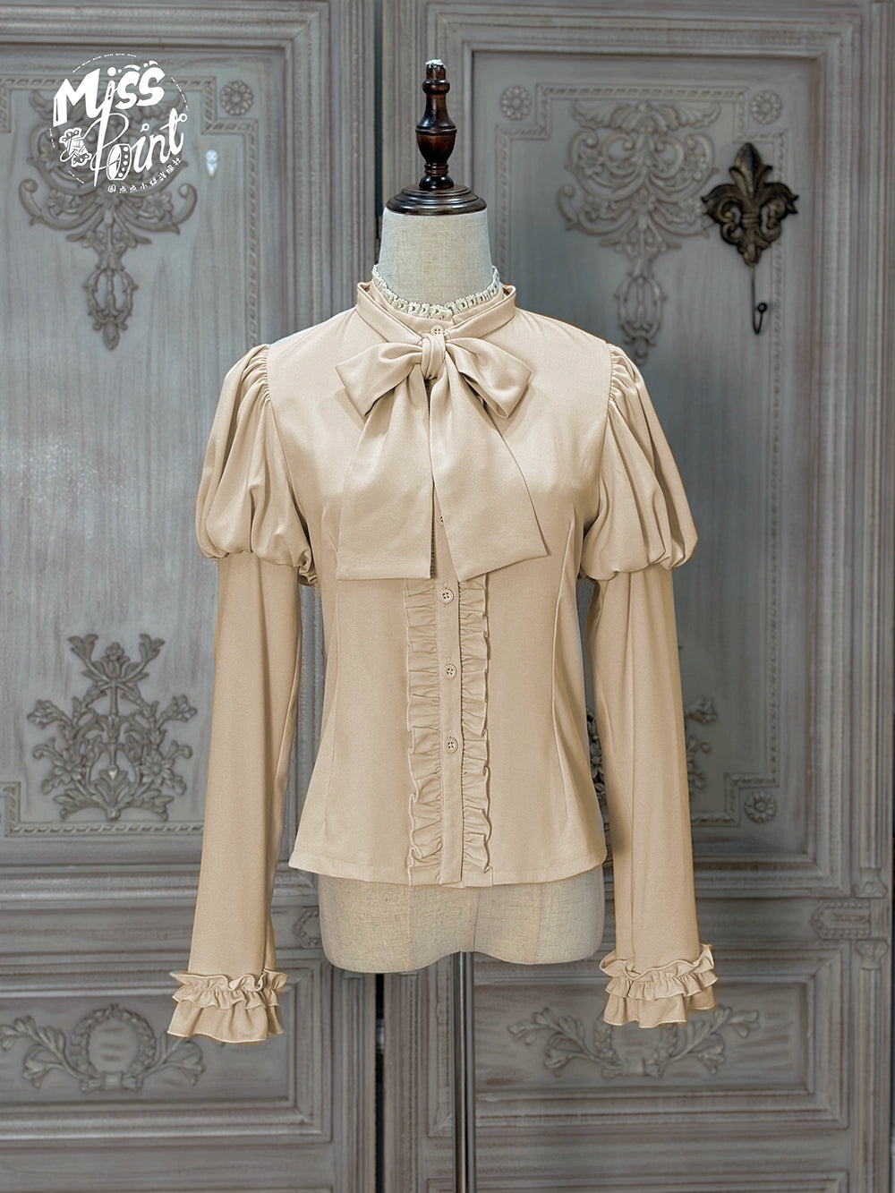 【予約販売】Classic Chocolat Stripe リボンタイブラウス