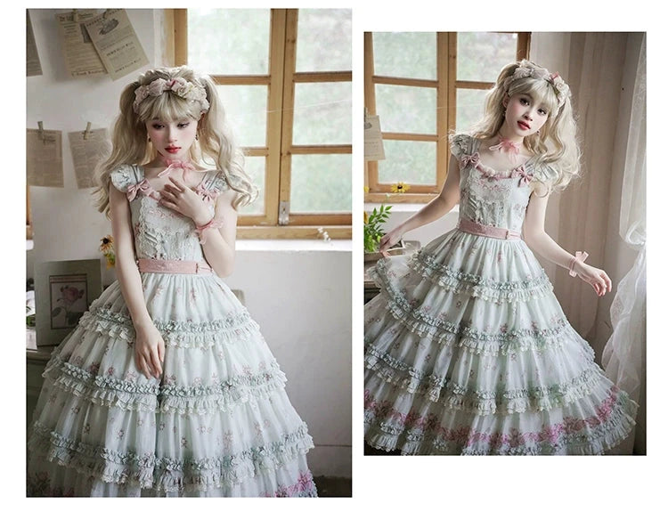 Roses Bouquet French Frill Sleeve Jumper Skirt