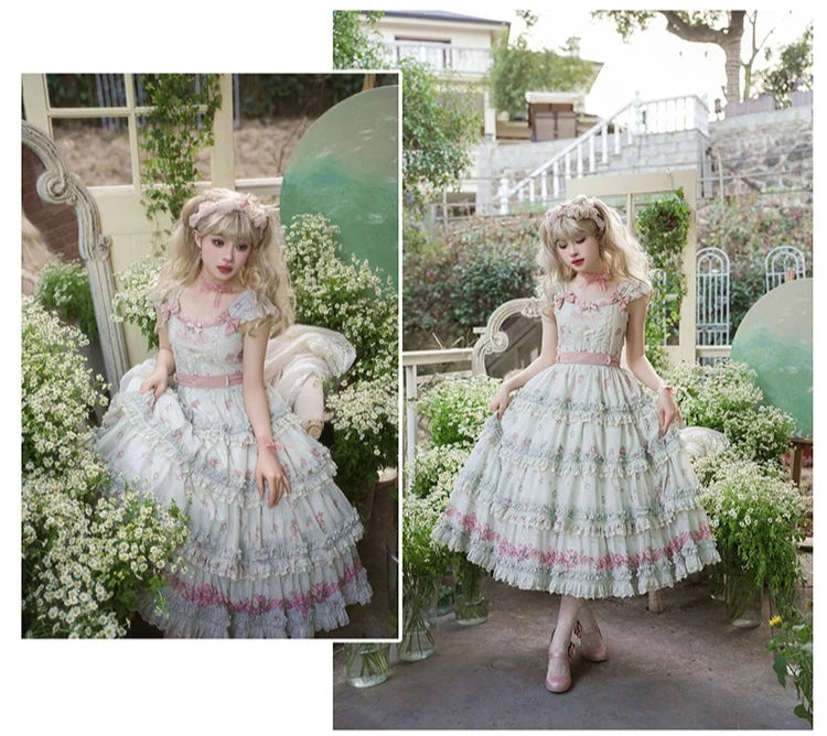 Roses Bouquet French Frill Sleeve Jumper Skirt