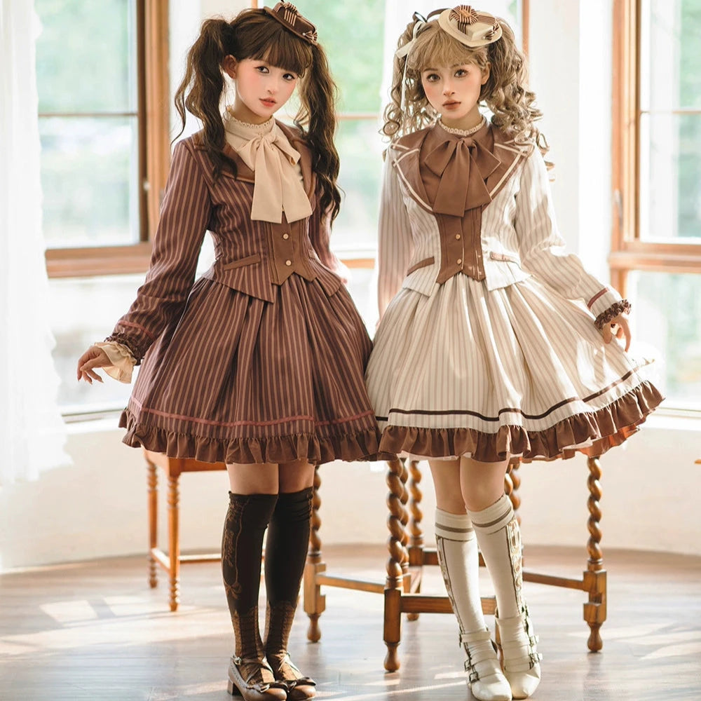 【予約販売】Classic Chocolat Stripe ストライプスカート・ショート丈
