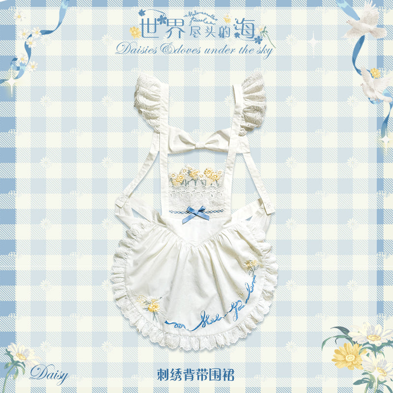 同時購入のみ【再販・受注予約7/16まで】Daisy and Sky エプロン・刺繍入りリボンベルト