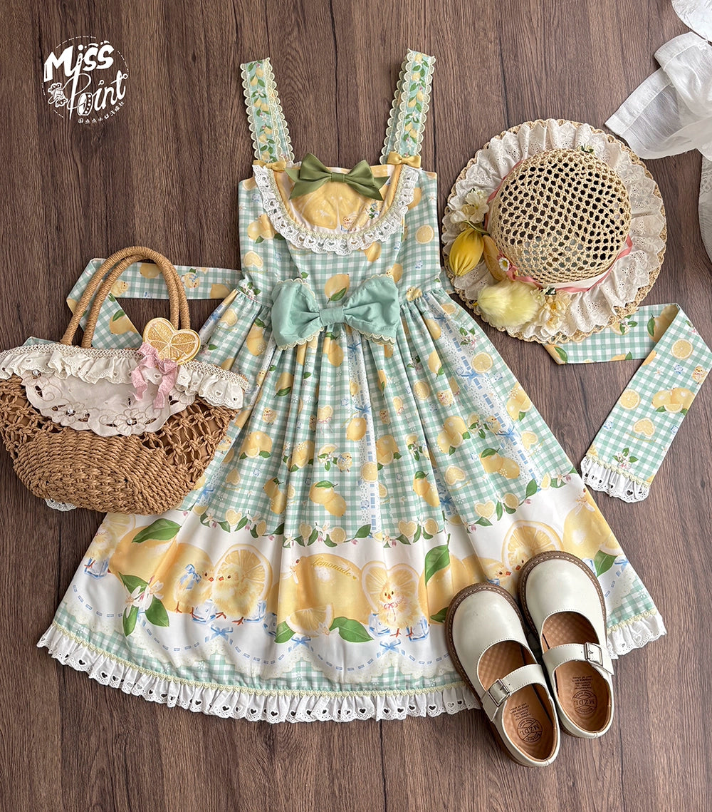 【受注予約5/14まで】Lemon Sweetie プリントジャンパースカート・ミドル丈