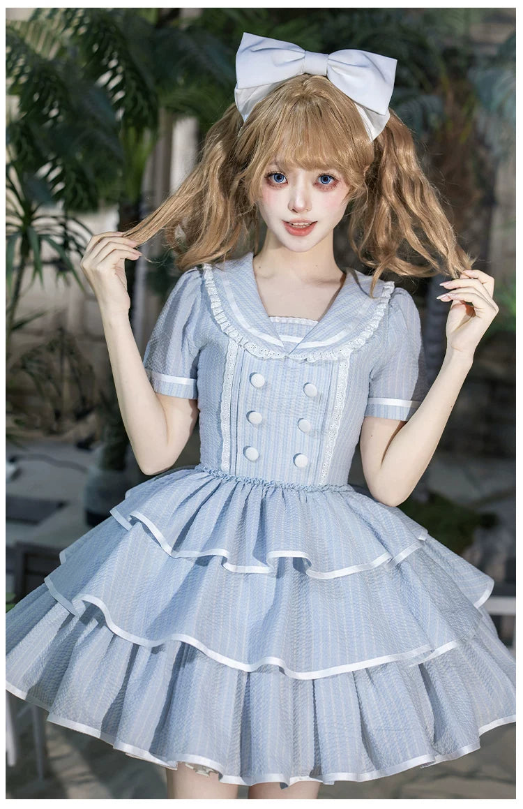 【予約販売】Seven Day Bell マリン風ショート丈ワンピースとエプロン