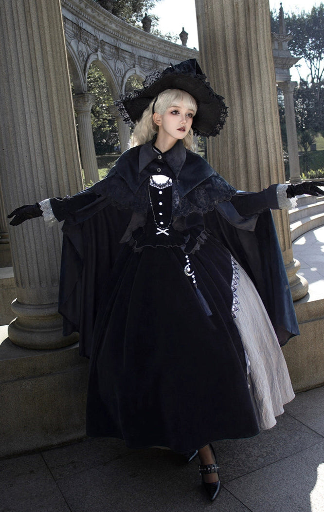 Asymmetrical design long witch dress