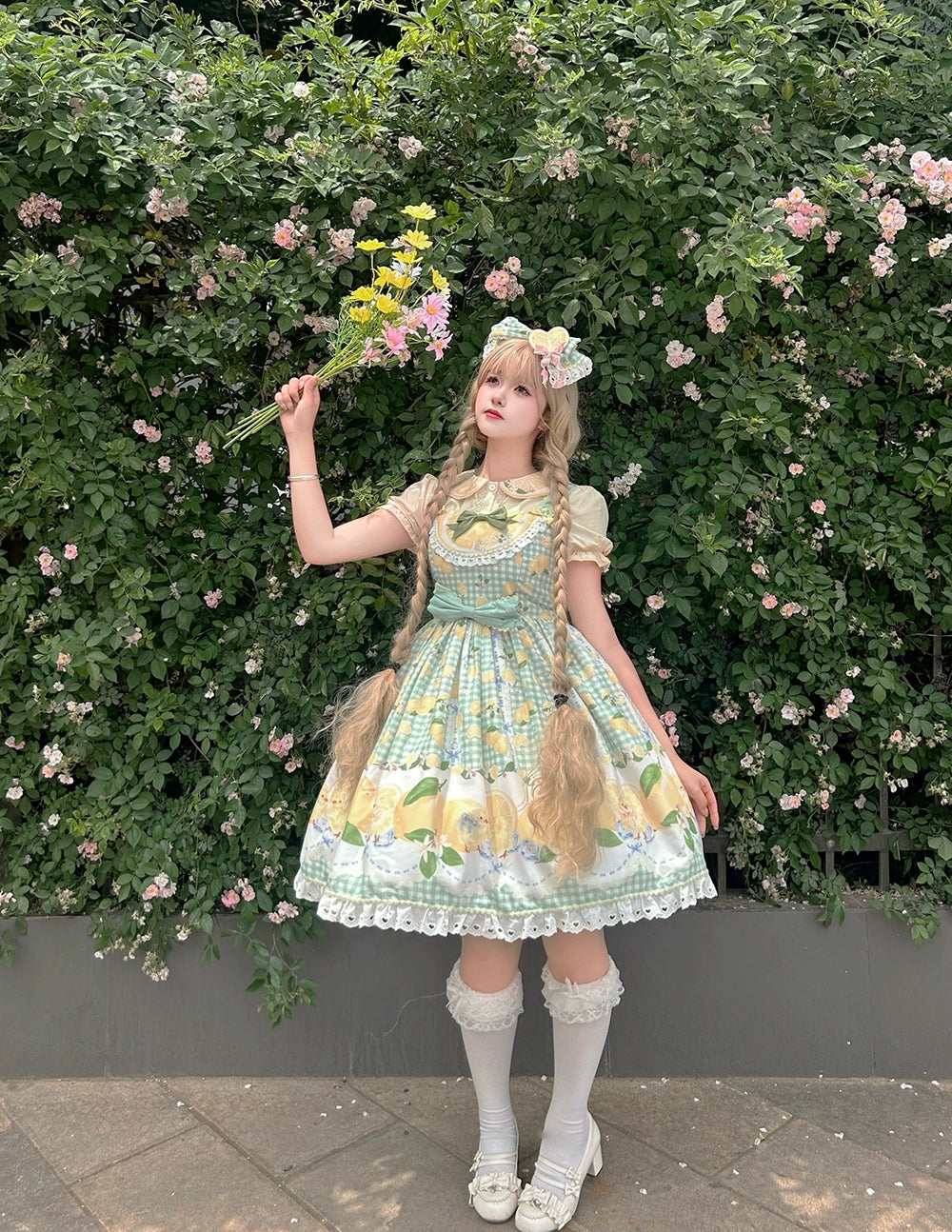 【予約販売】Lemon Sweetie プリントジャンパースカート・ミドル丈