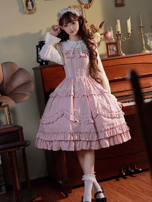 ジャスミン刺繍のフリルジャンパースカート