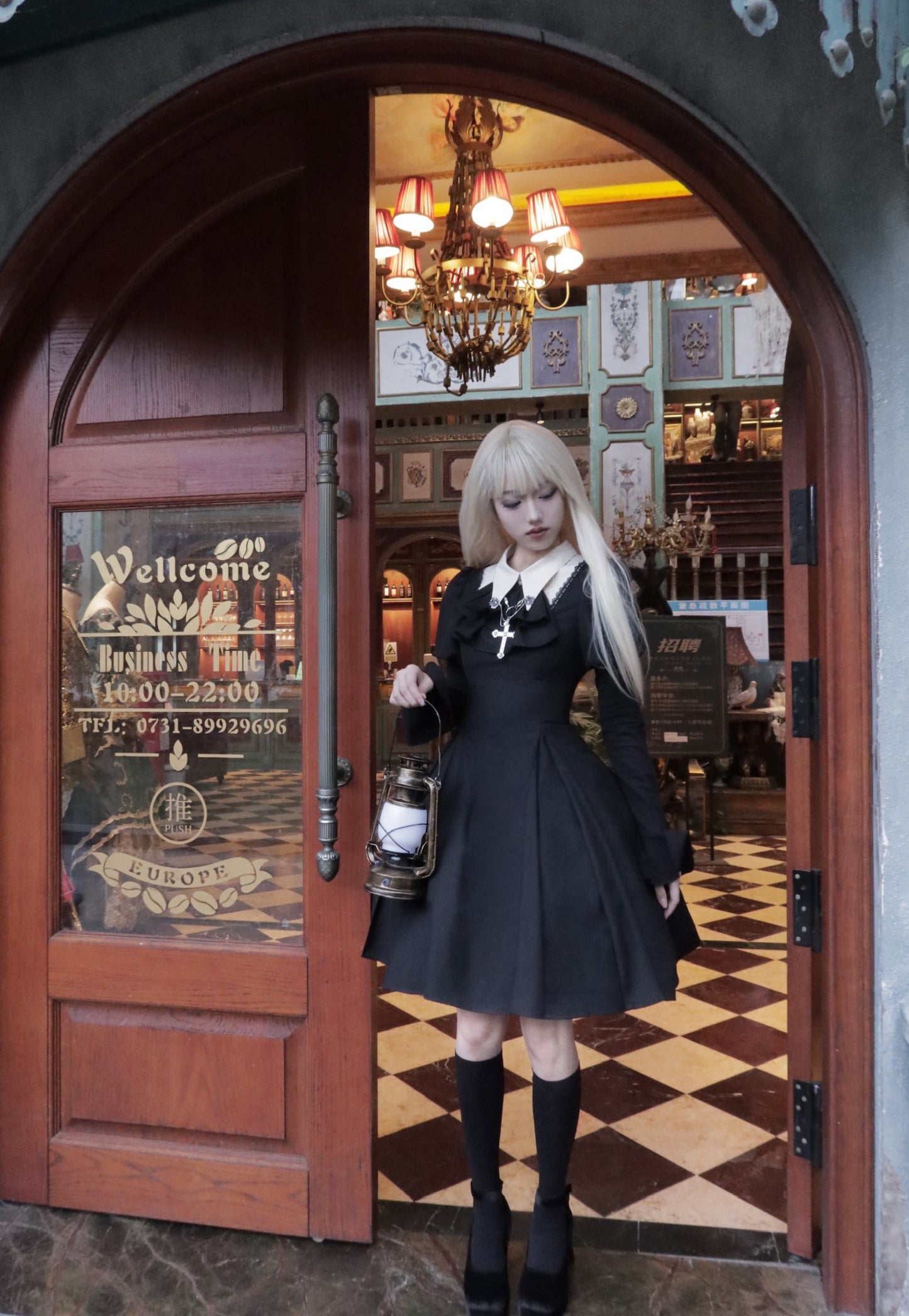 ハートカット切替 ゴシック ショート丈ワンピース