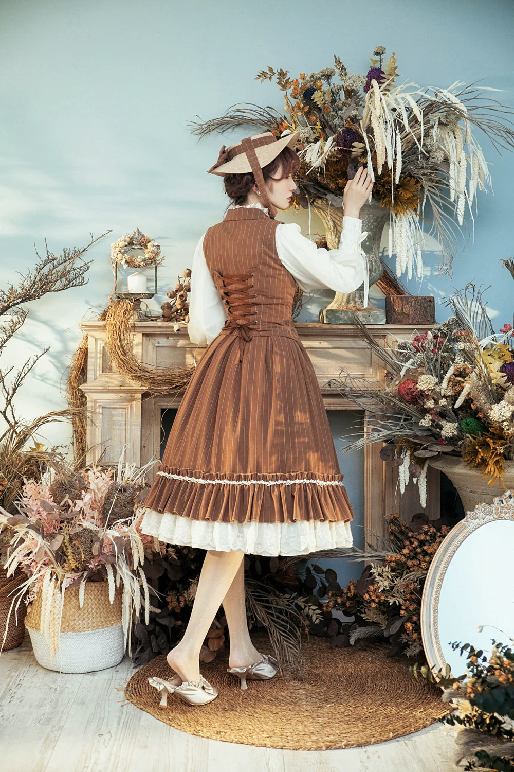 [Pre-order] British Classical Lolita Vertical Striped High Waist Skirt