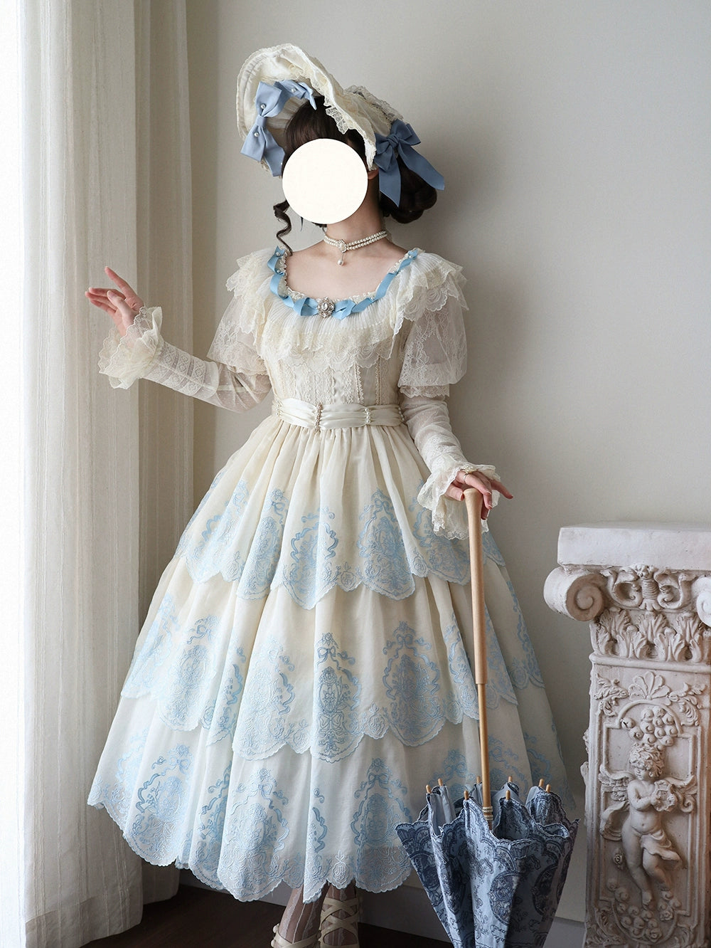 【受注予約9/25まで】Noble Garden 付け袖付き刺繍ワンピース