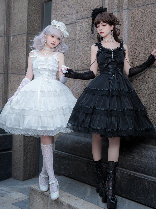 Romantic Party Black and White Tiered Jumperskirt
