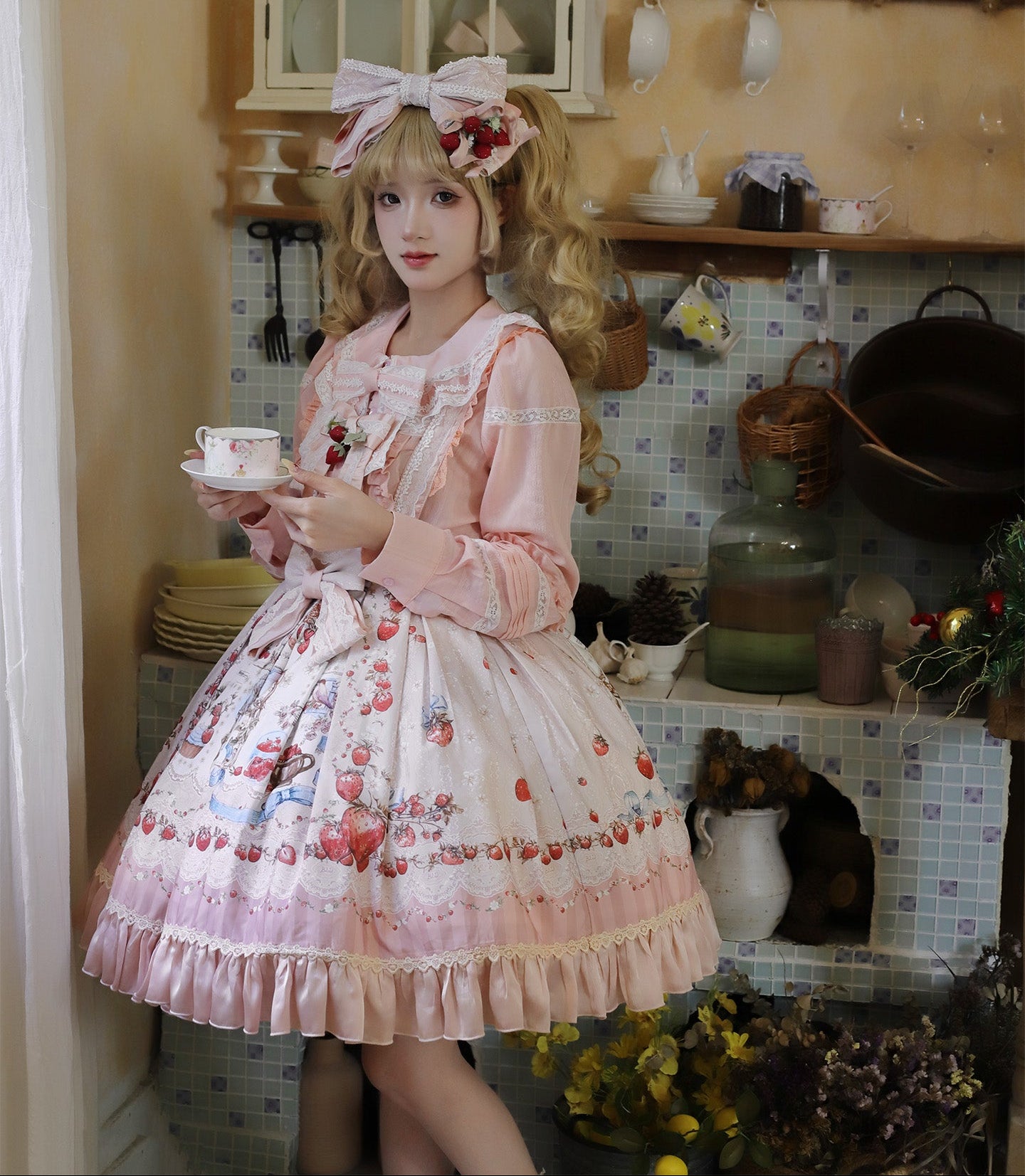 【受注予約12/16まで】Strawberry Manor サスペンダースカート・ショート丈