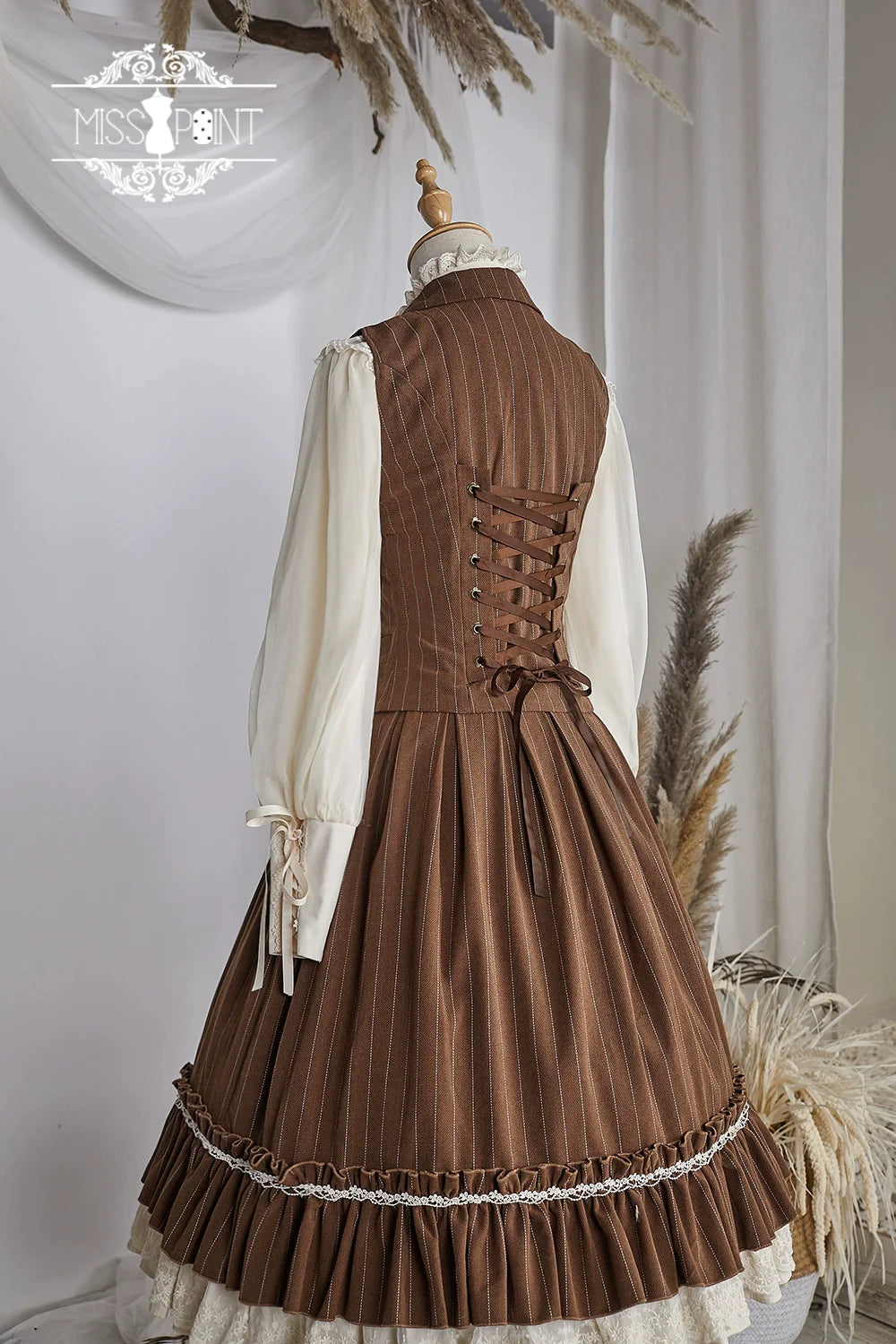 [Pre-order] British Classical Lolita Vertical Striped High Waist Skirt