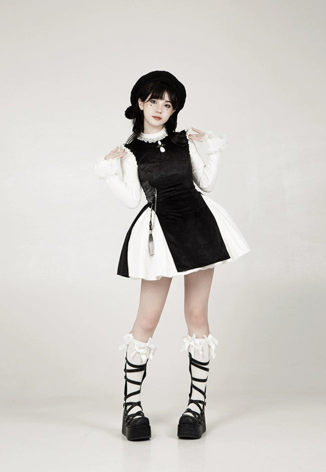 Chinese style Gothic Lolita witch one-piece dress set, short length