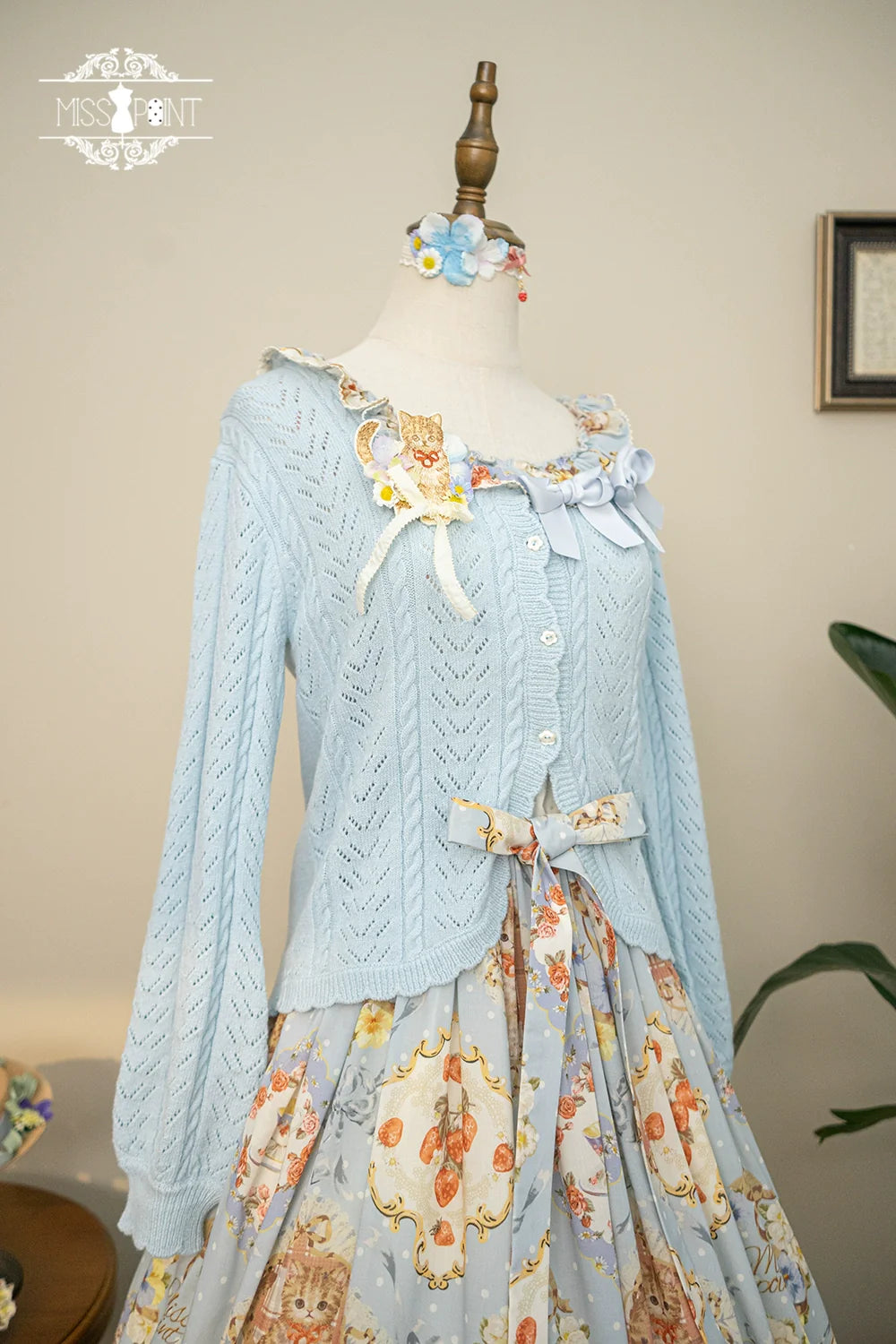 Cat Rose Tea Party Knit Cardigan