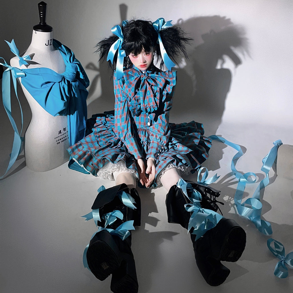 Doll's House リボンタイフリルブラウス チェック柄全4色