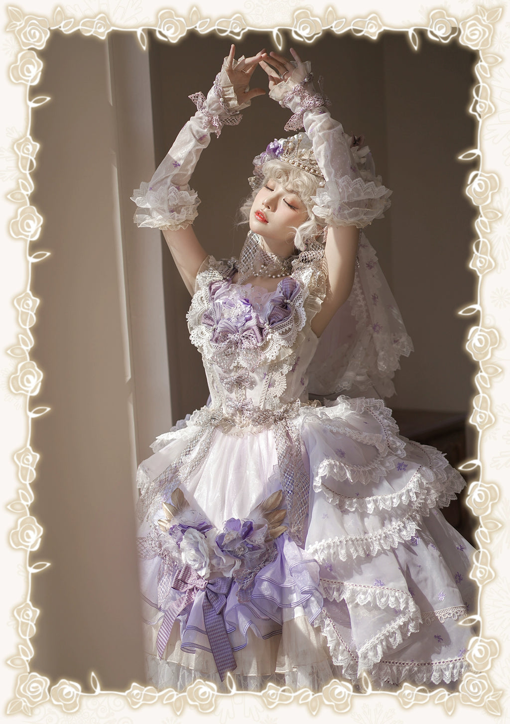 【受注予約8/13まで】Snow Rose Princess トレーン付きドレス・パープル