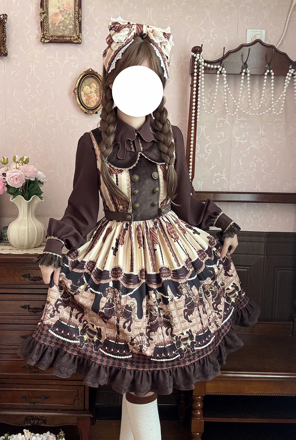 【予約販売】Chocolate Carousel プリントジャンパースカート
