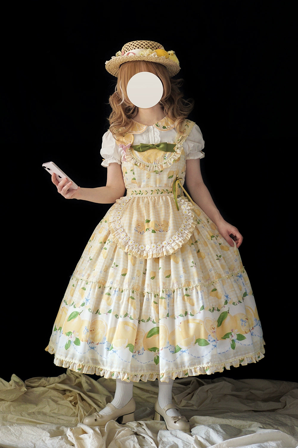 【受注予約5/14まで】Lemon Sweetie プリントジャンパースカート・ロング丈