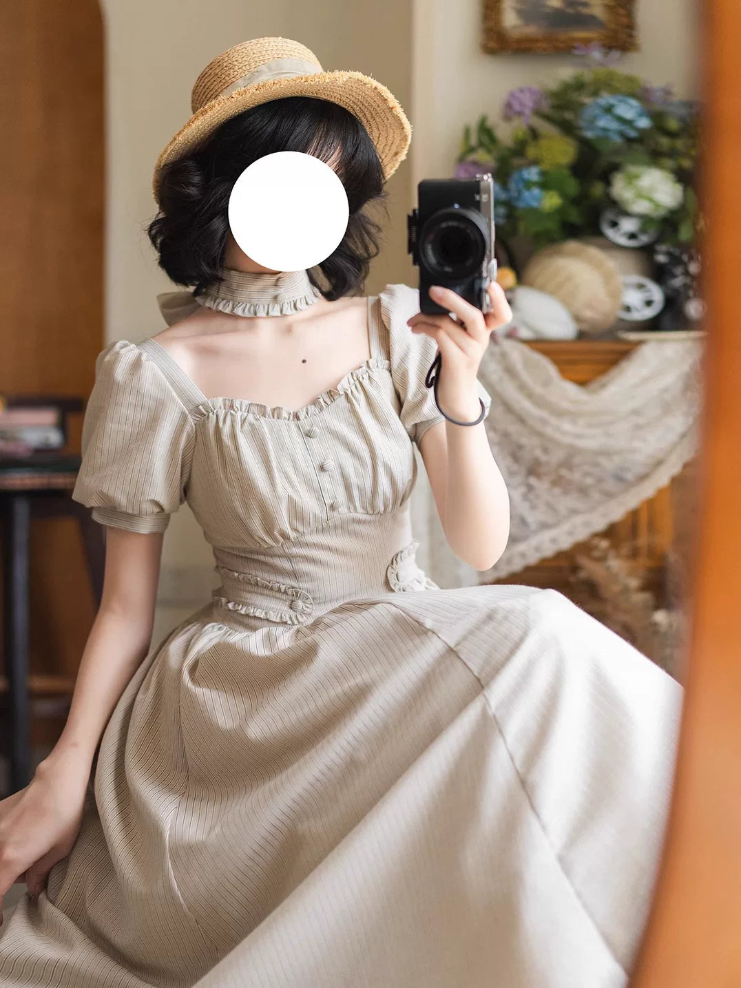 Chantilly Forest ストライプのフレンチガーリーワンピース