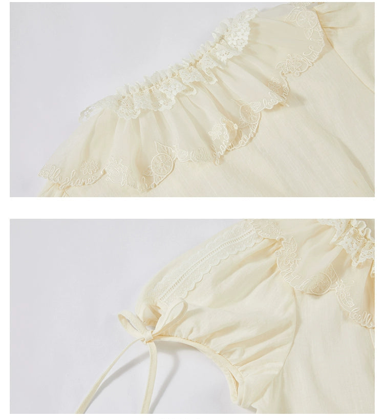 【受注予約7/16まで】Limone Town カントリー風半袖ブラウス