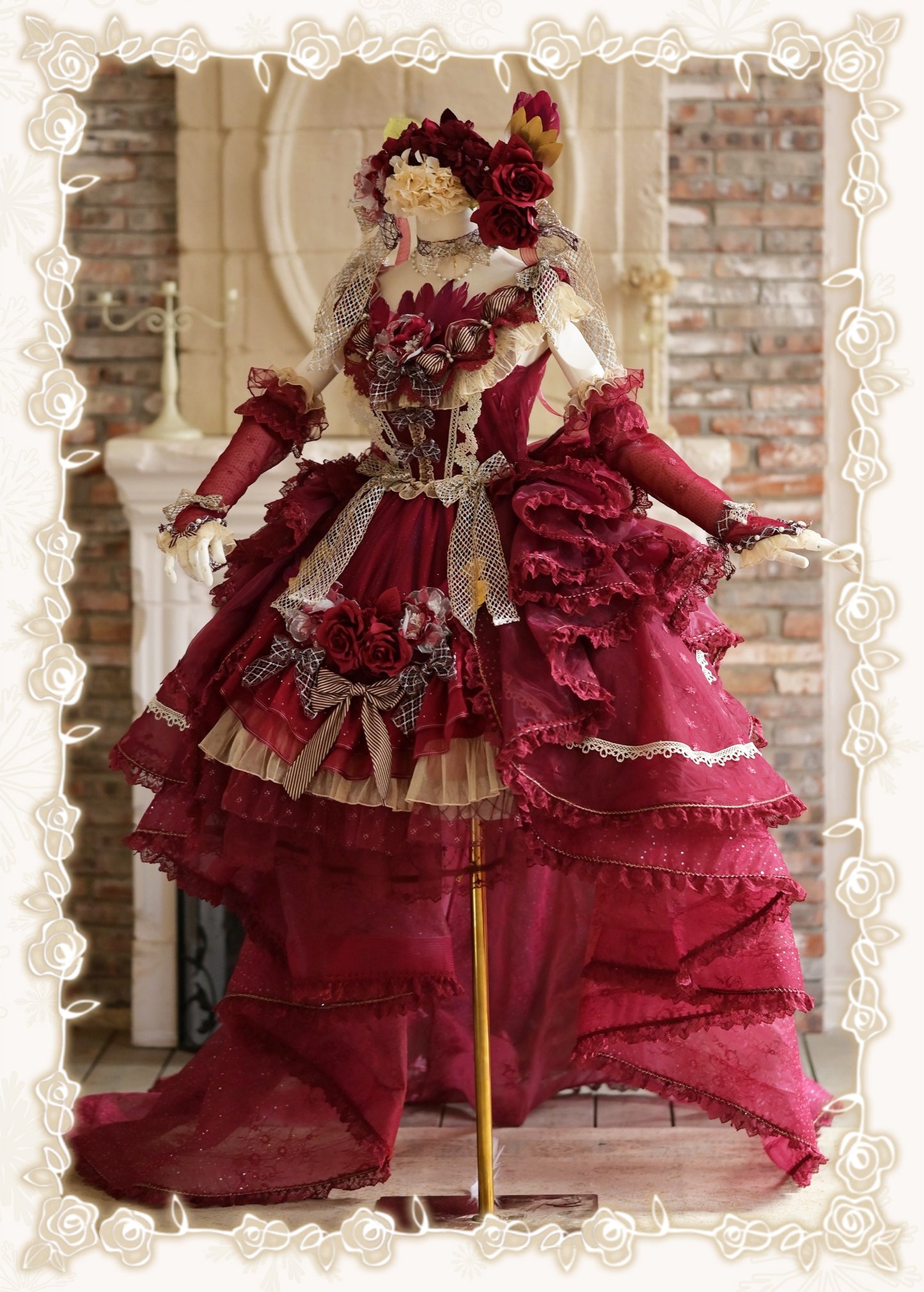 【受注予約8/13まで】Snow Rose Princess トレーン付きドレス・レッド