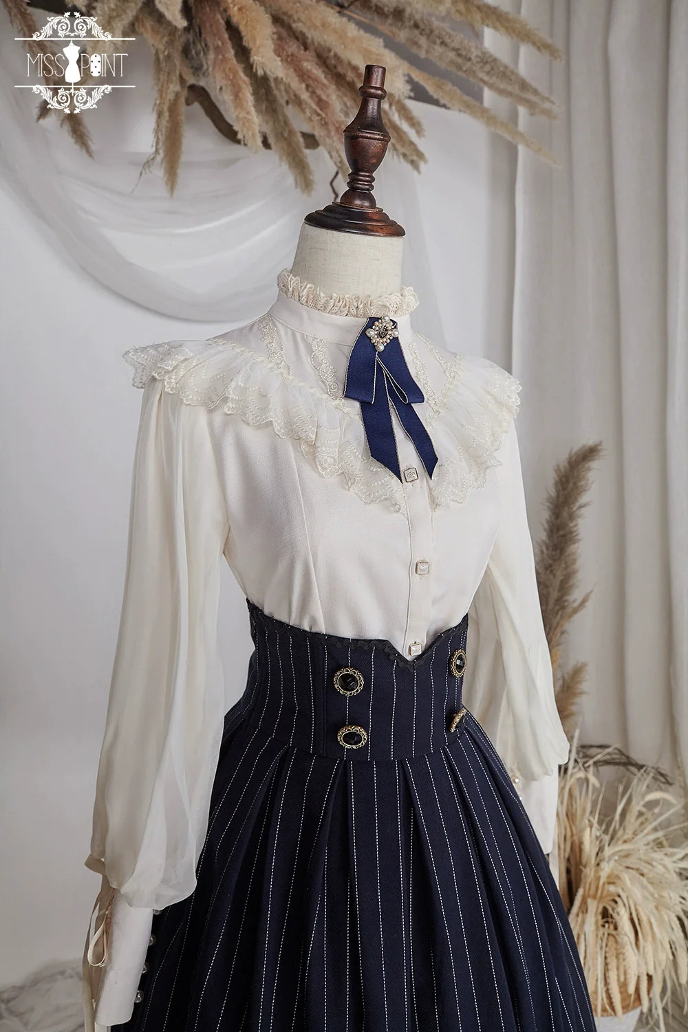 [Pre-order] British Classical Lolita Vertical Striped High Waist Skirt