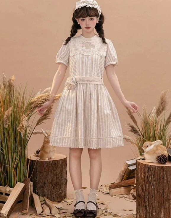 Go Picnicking Striped Short Sleeve Dress