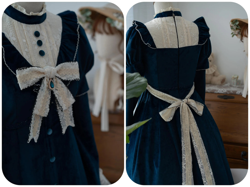 [Pre-orders available until 12/1] Suijaku stand-up collar velvet dress and cape