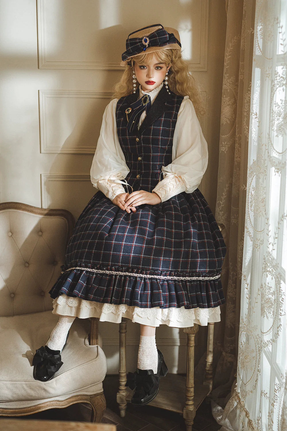 [Pre-order] British Classical Lolita Warm Check Vest