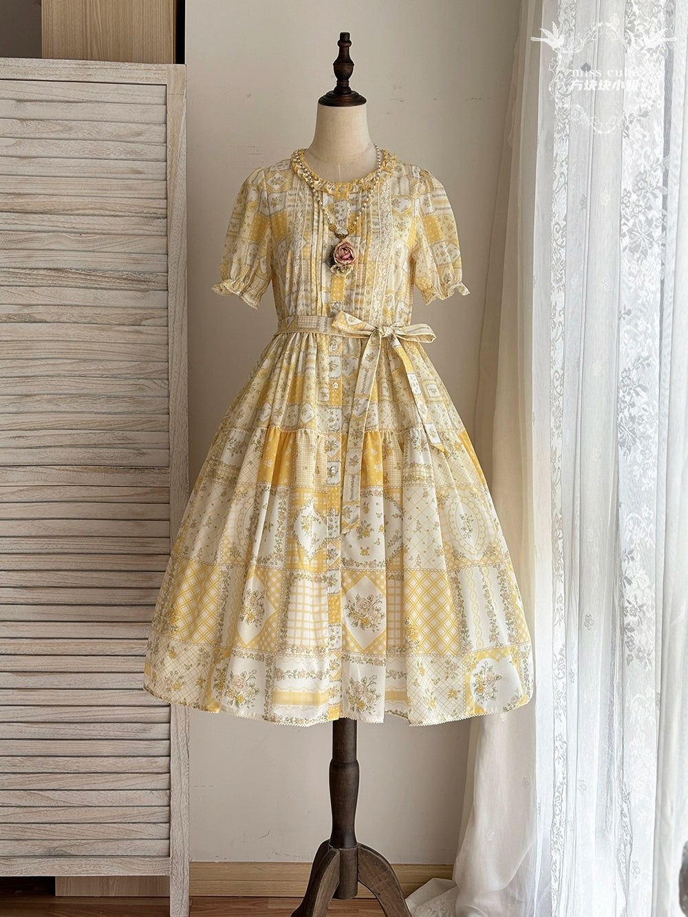 【受注予約7/14まで】Pathwork Garden カントリー風半袖ワンピース