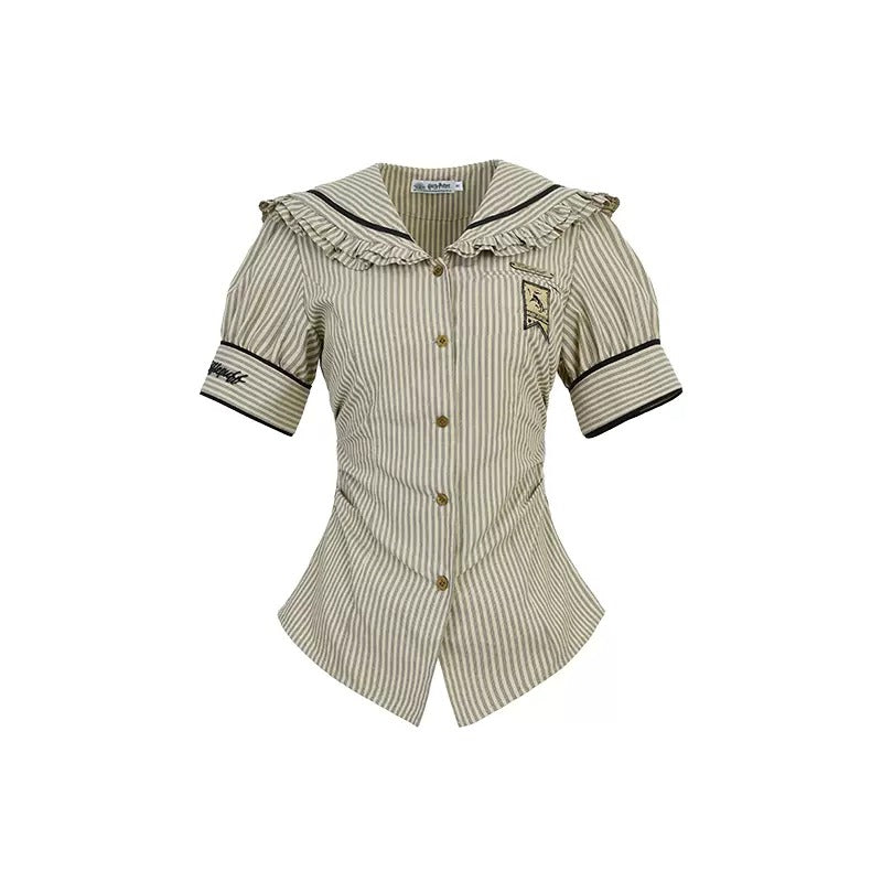 [Pre-order] Hogwarts School of Witchcraft and Wizardry Sailor Collar Striped Blouse