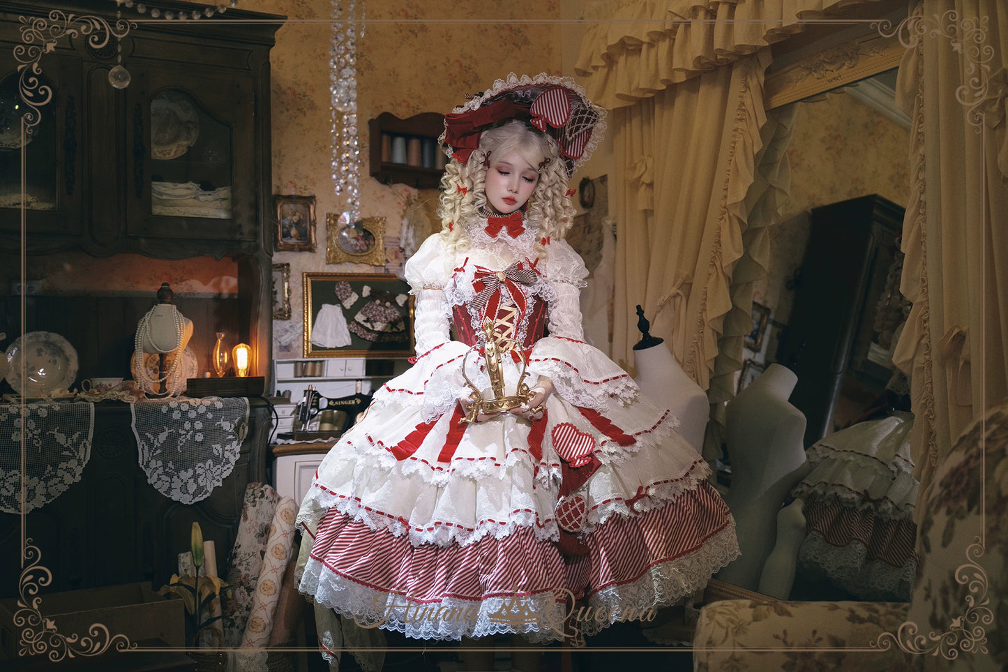 【新色・受注予約8/8まで】Dream Alice ラグジュアリーセットアップ／クイーンレッド／ロング丈