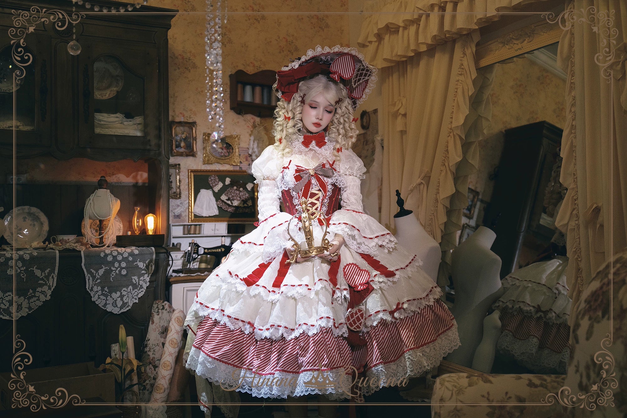 【新色・受注予約8/8まで】Dream Alice ラグジュアリーセットアップ／クイーンレッド／ロング丈