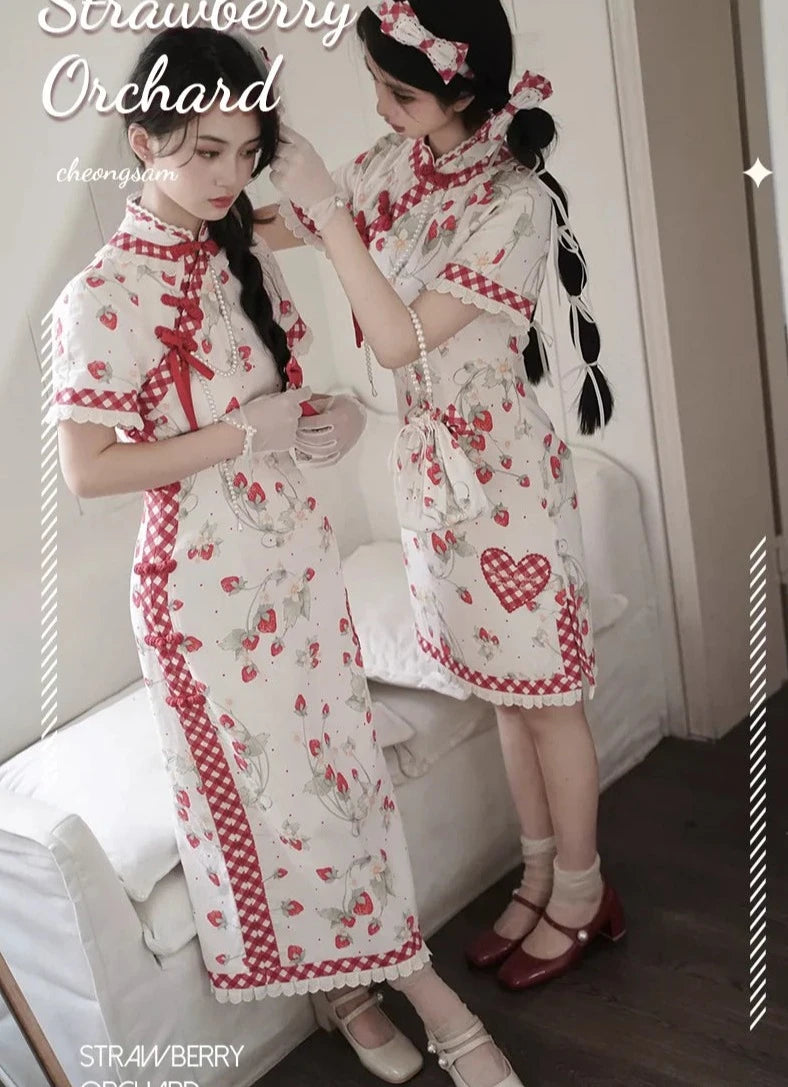 Strawberry Orchard 苺のチャイナドレス ロング丈