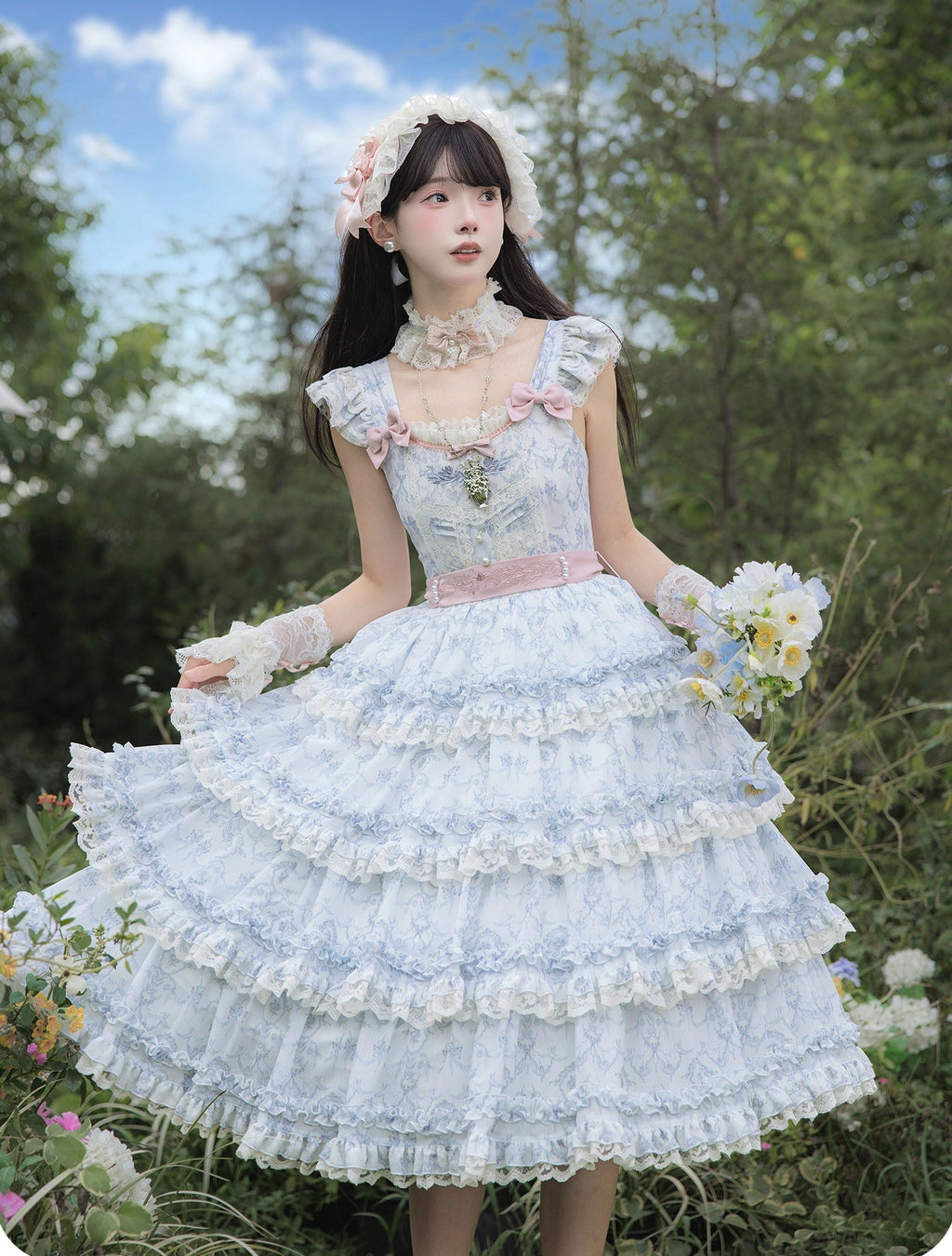 【受注予約9/13まで】Rose Aroma ティアードジャンパースカート