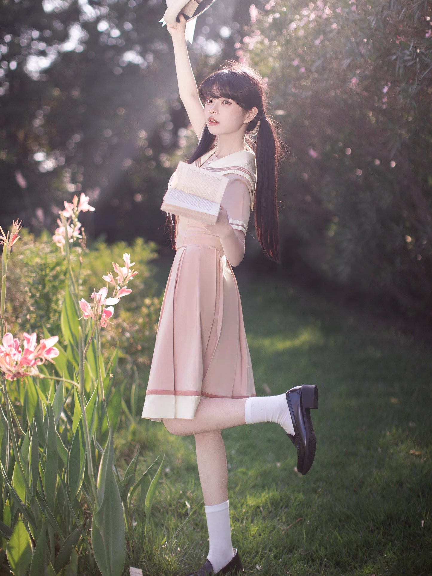 初桜 リボンタイ付きセーラーカラートップス