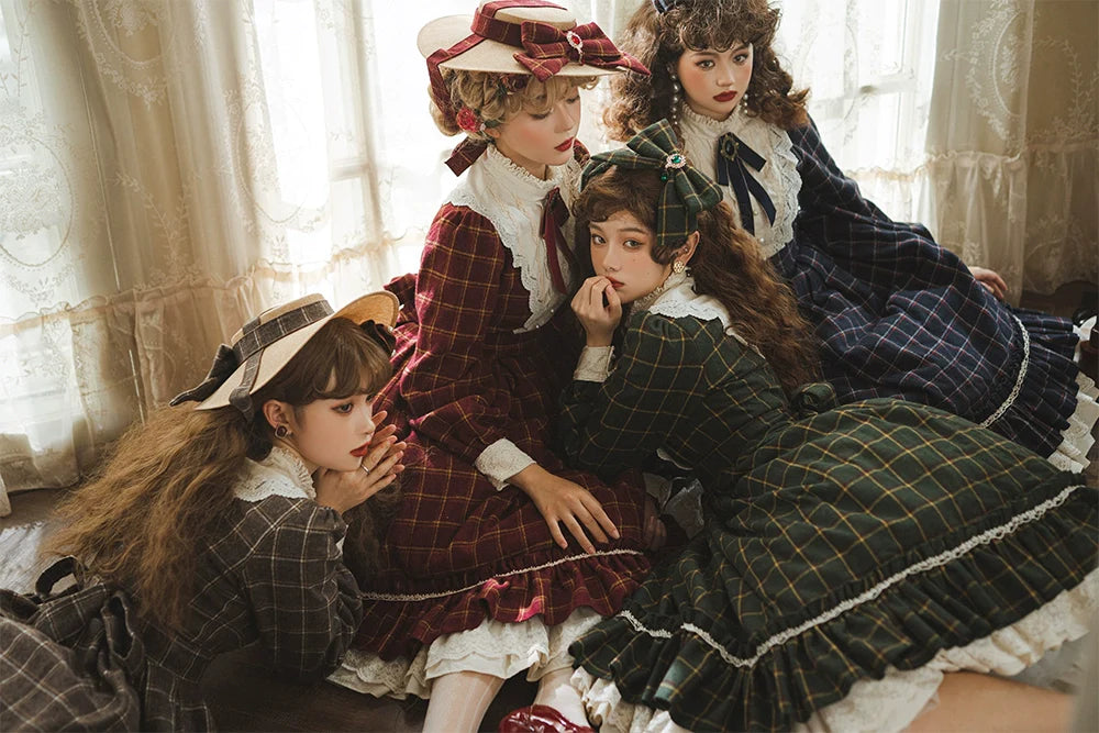 [Pre-order] British Classical Lolita Warm Check Dress