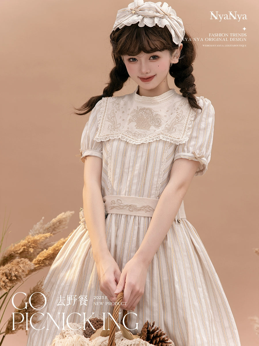 Go Picnicking Striped Short Sleeve Dress
