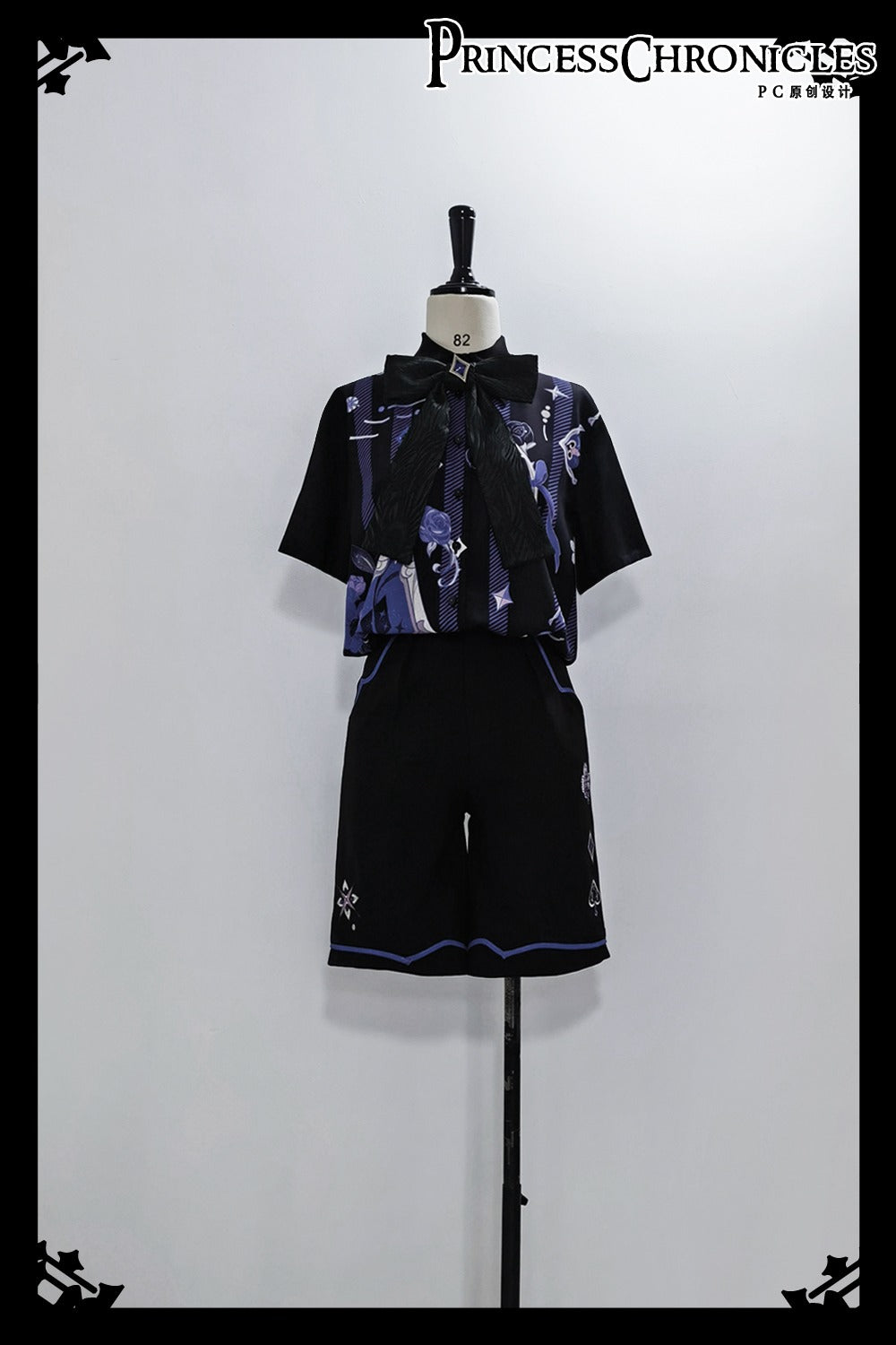 [Sale period ended] Prince style blue-purple retro print blouse