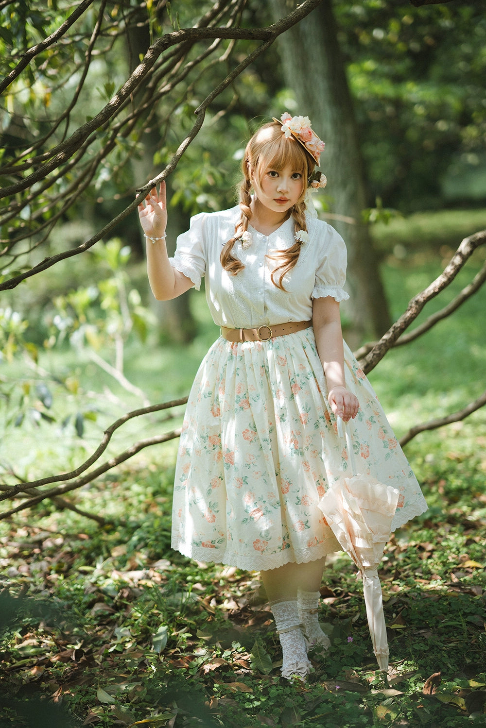 【予約販売】Rose Song ヴィンテージデザイン半袖ブラウス