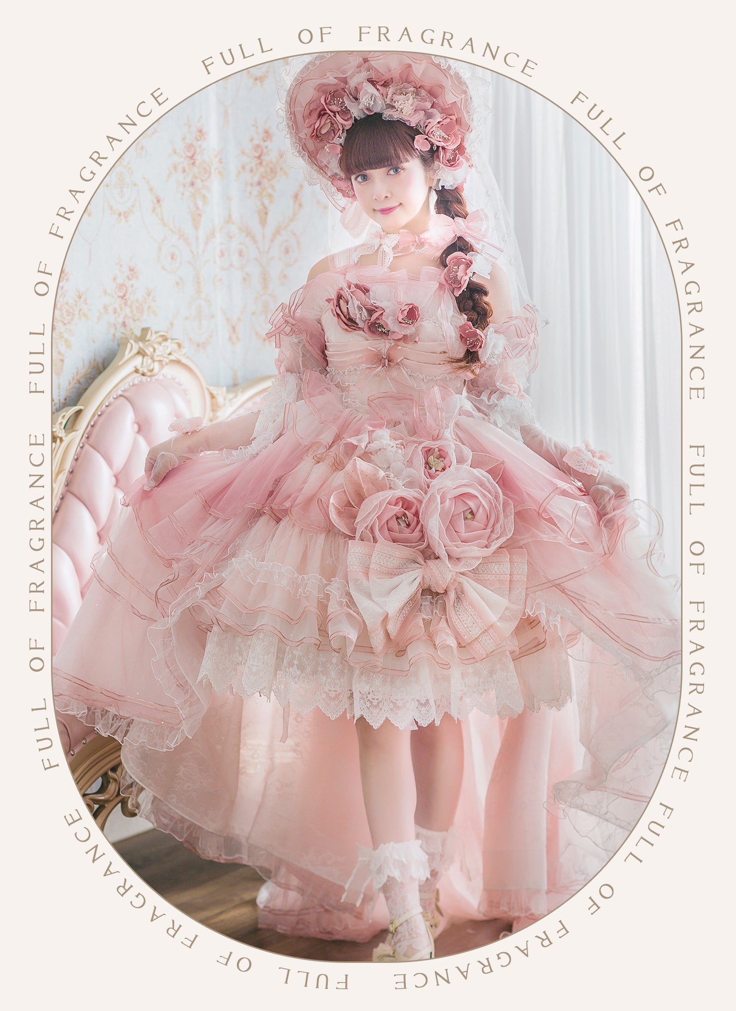 [Pre-orders available until 2/26] Full of Fragrance Dress with Train and Inner Skirt - Pink